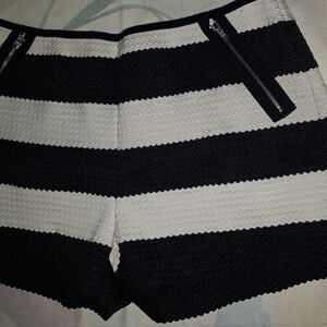 Black and White Striped Women's Shorts